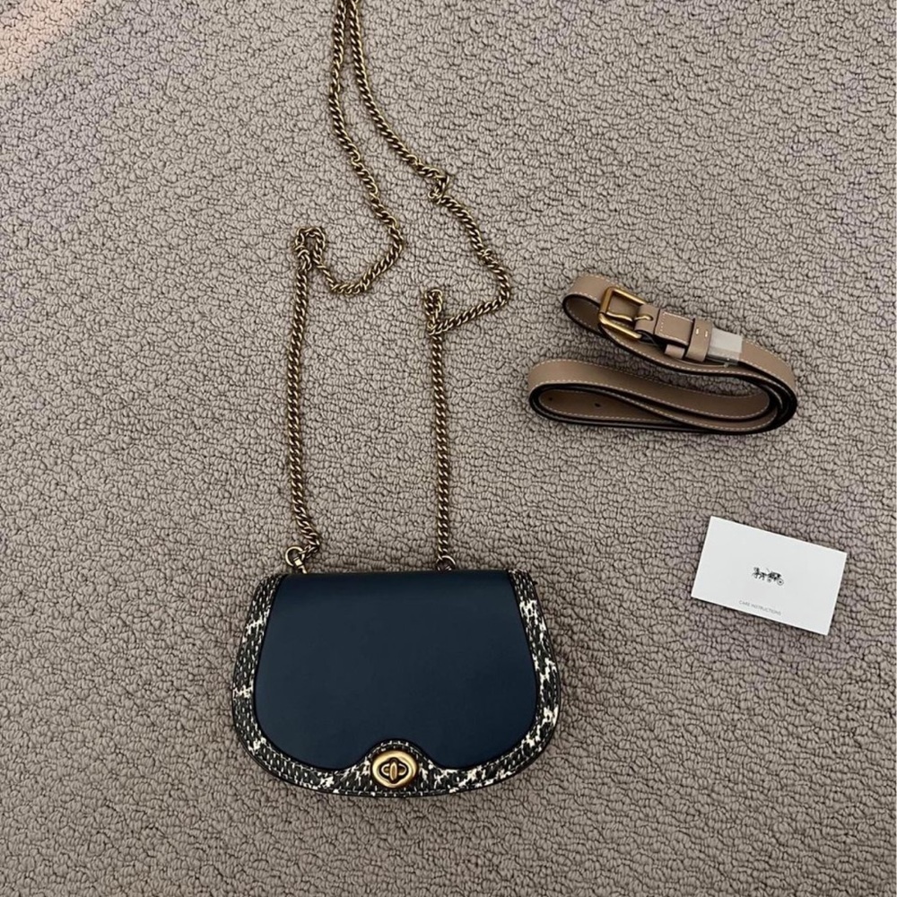 Coach Crossbody/Saddle belt bag In Colorblock With Snakeskin Detail